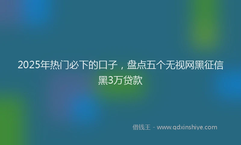 2025年热门必下的口子，盘点五个无视网黑征信黑3万贷款