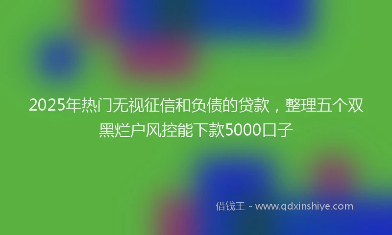 2025年热门无视征信和负债的贷款，整理五个双黑烂户风控能下款5000口子