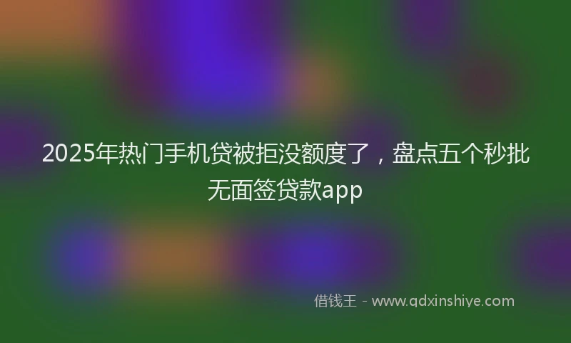 2025年热门手机贷被拒没额度了，盘点五个秒批无面签贷款app