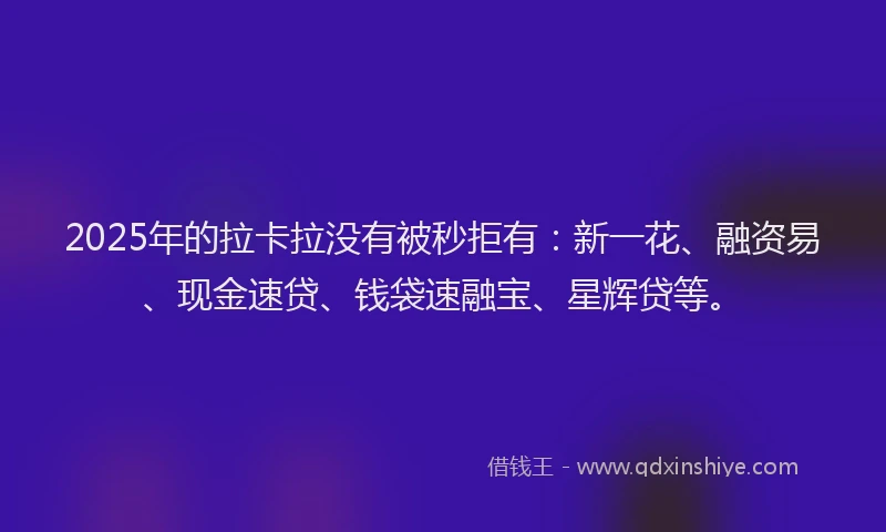 2025年的拉卡拉没有被秒拒有：新一花、融资易、现金速贷、钱袋速融宝、星辉贷等。