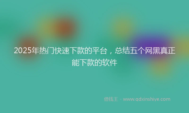 2025年热门快速下款的平台，总结五个网黑真正能下款的软件
