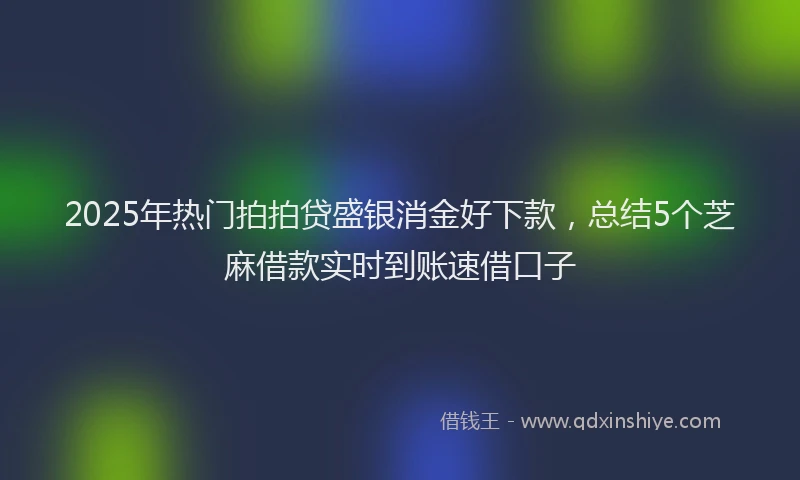 2025年热门拍拍贷盛银消金好下款，总结5个芝麻借款实时到账速借口子