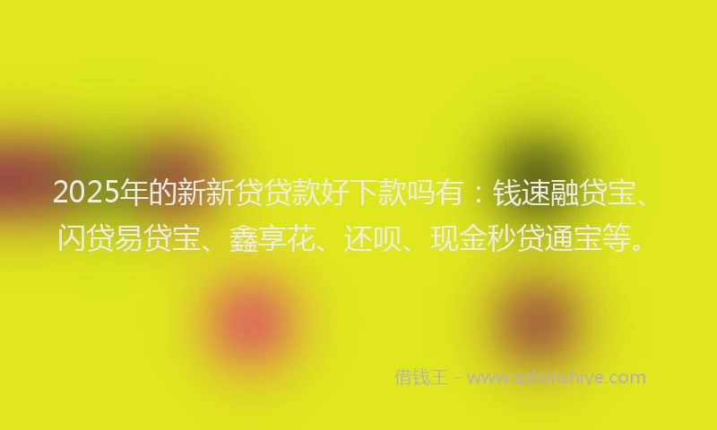 2025年的新新贷贷款好下款吗有：钱速融贷宝、闪贷易贷宝、鑫享花、还呗、现金秒贷通宝等。