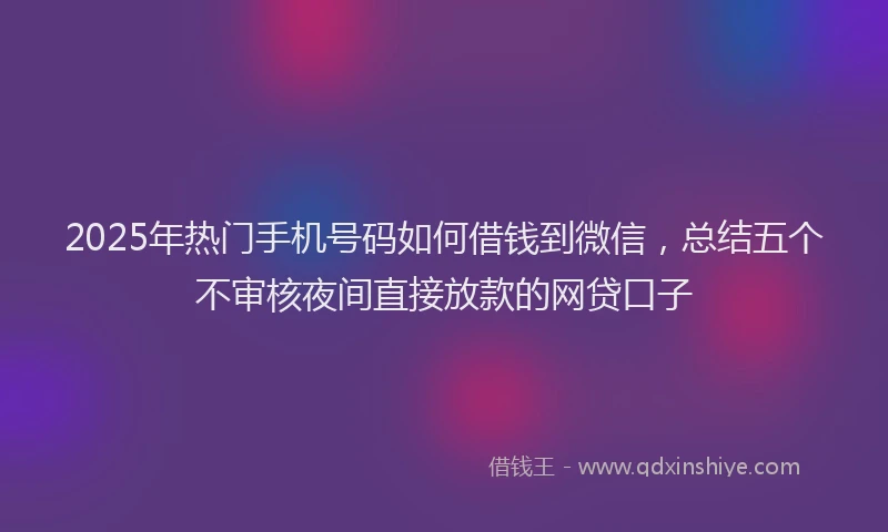 2025年热门手机号码如何借钱到微信，总结五个不审核夜间直接放款的网贷口子