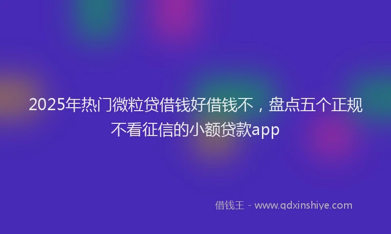 2025年热门微粒贷借钱好借钱不，盘点五个正规不看征信的小额贷款app