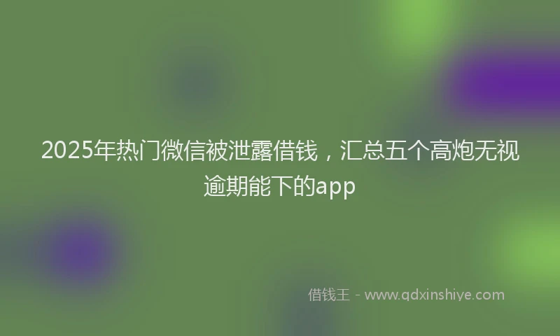 2025年热门微信被泄露借钱，汇总五个高炮无视逾期能下的app