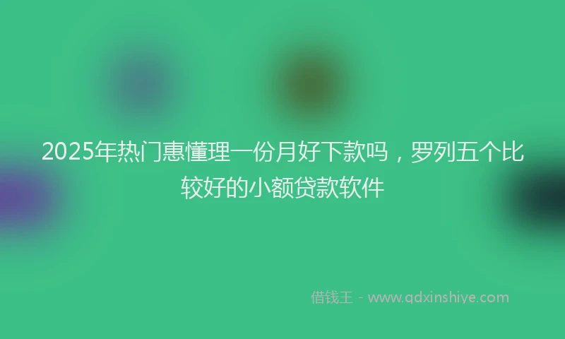 2025年热门惠懂理一份月好下款吗，罗列五个比较好的小额贷款软件