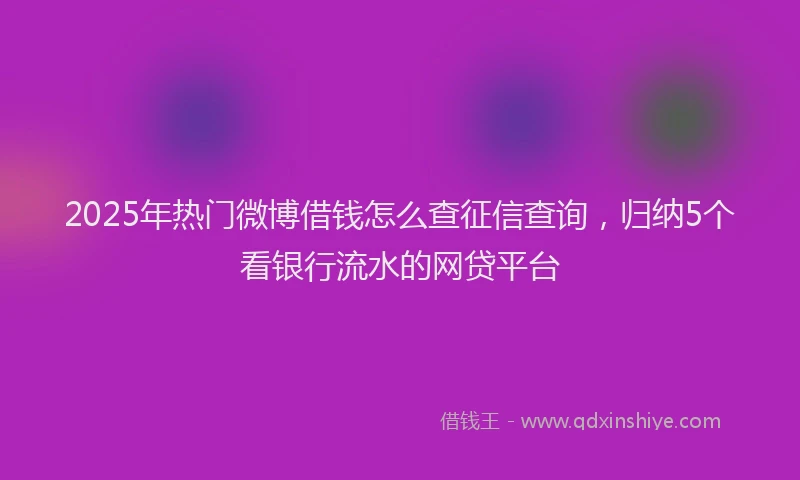 2025年热门微博借钱怎么查征信查询，归纳5个看银行流水的网贷平台
