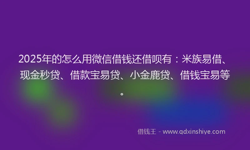 2025年的怎么用微信借钱还借呗有：米族易借、现金秒贷、借款宝易贷、小金鹿贷、借钱宝易等。