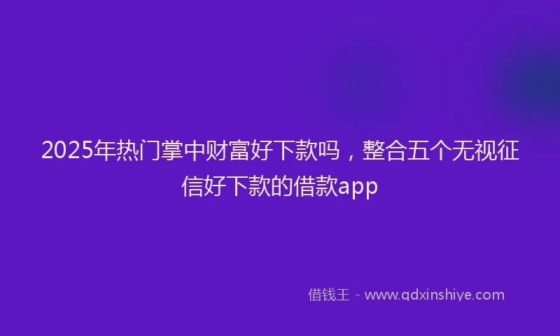 2025年热门掌中财富好下款吗，整合五个无视征信好下款的借款app