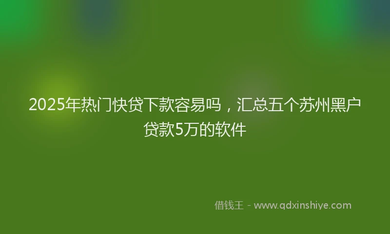 2025年热门快贷下款容易吗，汇总五个苏州黑户贷款5万的软件
