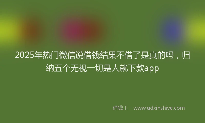 2025年热门微信说借钱结果不借了是真的吗，归纳五个无视一切是人就下款app