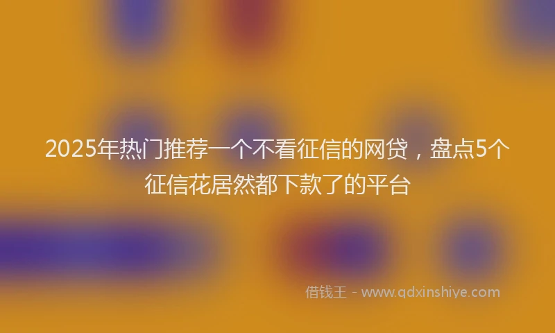 2025年热门推荐一个不看征信的网贷，盘点5个征信花居然都下款了的平台