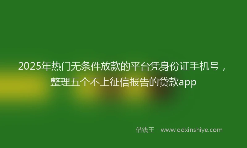 2025年热门无条件放款的平台凭身份证手机号，整理五个不上征信报告的贷款app