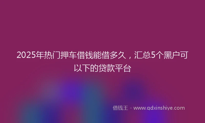 2025年热门押车借钱能借多久，汇总5个黑户可以下的贷款平台