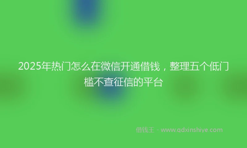 2025年热门怎么在微信开通借钱，整理五个低门槛不查征信的平台