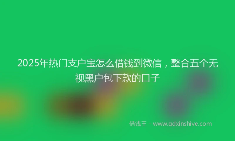 2025年热门支户宝怎么借钱到微信，整合五个无视黑户包下款的口子