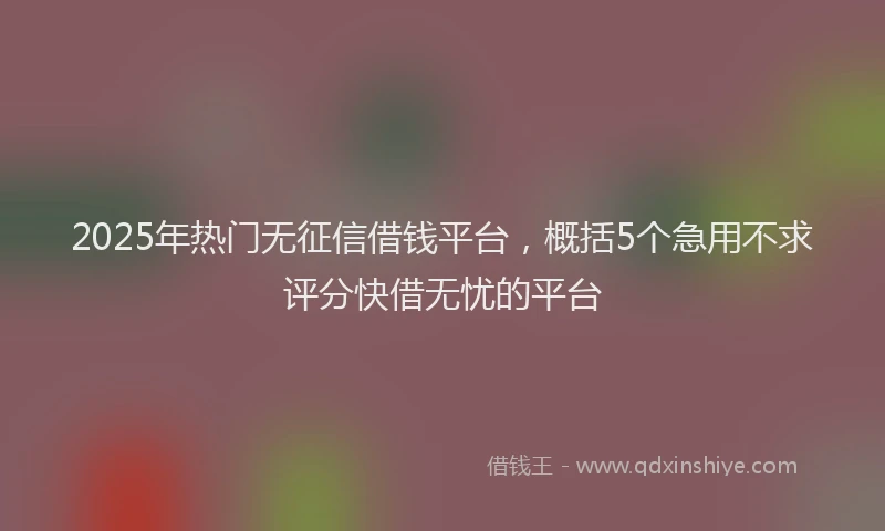 2025年热门无征信借钱平台，概括5个急用不求评分快借无忧的平台
