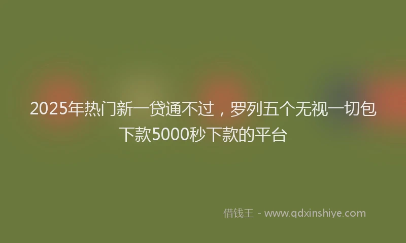 2025年热门新一贷通不过，罗列五个无视一切包下款5000秒下款的平台