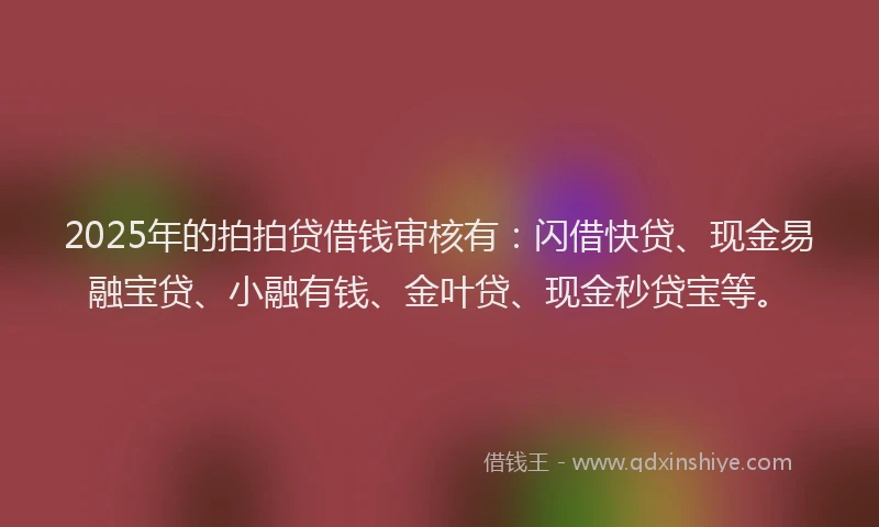 2025年的拍拍贷借钱审核有：闪借快贷、现金易融宝贷、小融有钱、金叶贷、现金秒贷宝等。