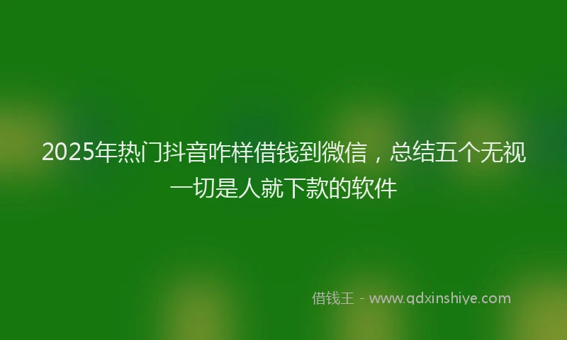 2025年热门抖音咋样借钱到微信，总结五个无视一切是人就下款的软件
