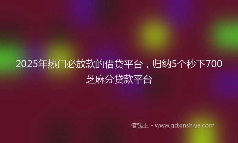 2025年热门必放款的借贷平台，归纳5个秒下700芝麻分贷款平台