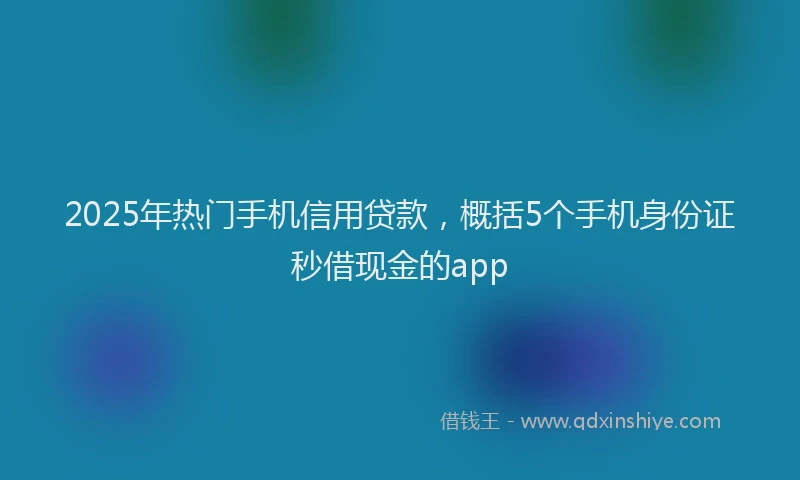 2025年热门手机信用贷款，概括5个手机身份证秒借现金的app