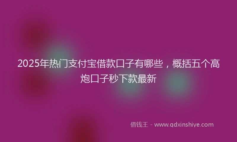 2025年热门支付宝借款口子有哪些，概括五个高炮口子秒下款最新