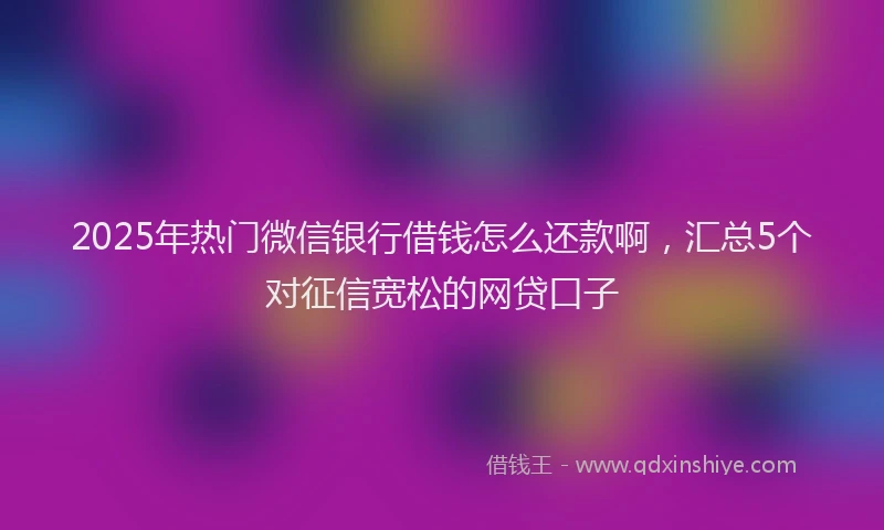 2025年热门微信银行借钱怎么还款啊，汇总5个对征信宽松的网贷口子