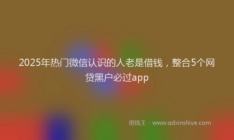 2025年热门微信认识的人老是借钱，整合5个网贷黑户必过app