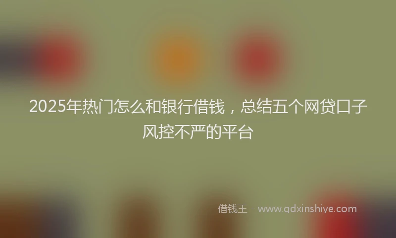 2025年热门怎么和银行借钱，总结五个网贷口子风控不严的平台