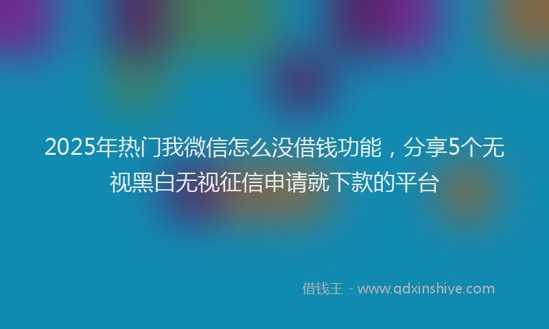 2025年热门我微信怎么没借钱功能，分享5个无视黑白无视征信申请就下款的平台