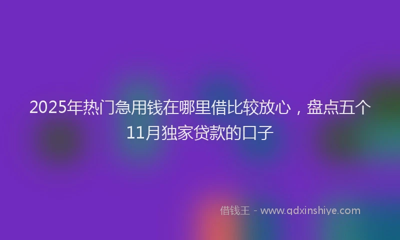 2025年热门急用钱在哪里借比较放心，盘点五个11月独家贷款的口子
