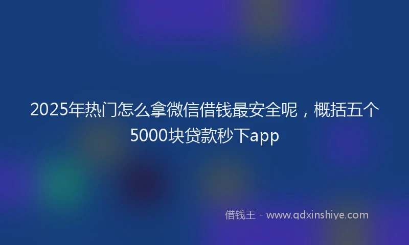2025年热门怎么拿微信借钱最安全呢，概括五个5000块贷款秒下app