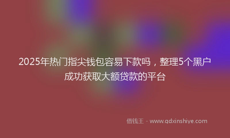 2025年热门指尖钱包容易下款吗，整理5个黑户成功获取大额贷款的平台