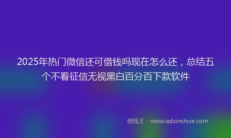 2025年热门微信还可借钱吗现在怎么还，总结五个不看征信无视黑白百分百下款软件