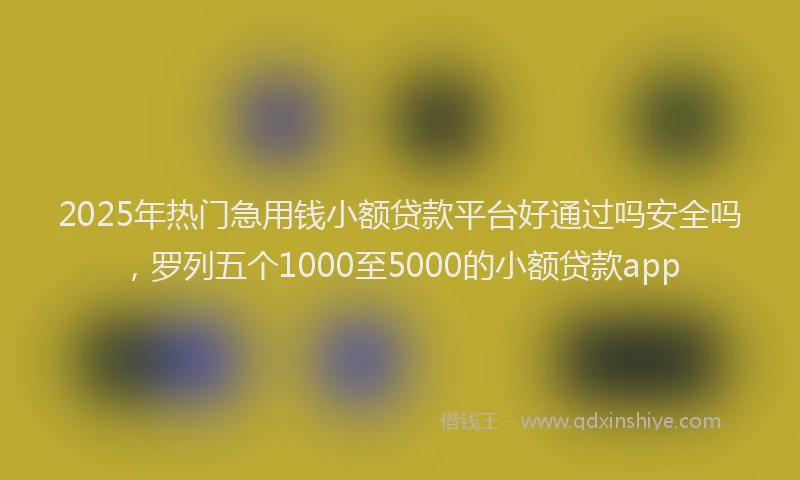 2025年热门急用钱小额贷款平台好通过吗安全吗，罗列五个1000至5000的小额贷款app