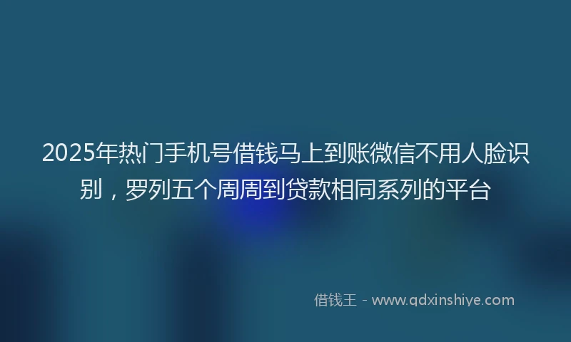 2025年热门手机号借钱马上到账微信不用人脸识别，罗列五个周周到贷款相同系列的平台