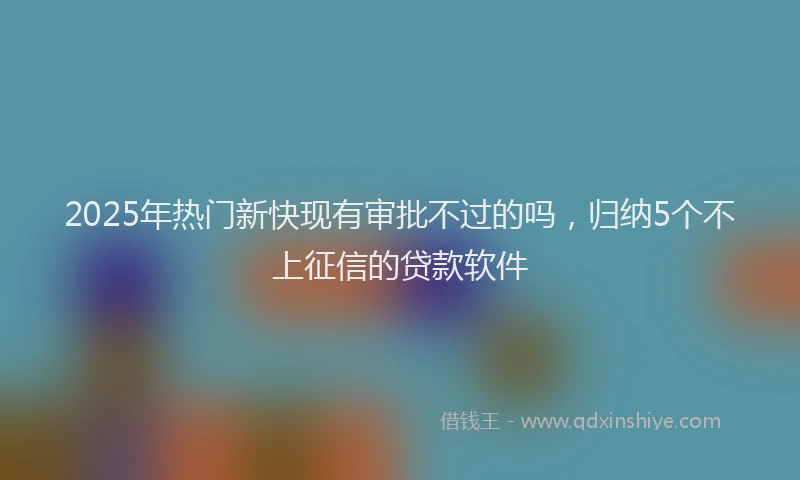 2025年热门新快现有审批不过的吗，归纳5个不上征信的贷款软件