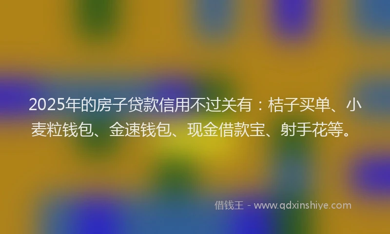 2025年的房子贷款信用不过关有：桔子买单、小麦粒钱包、金速钱包、现金借款宝、射手花等。