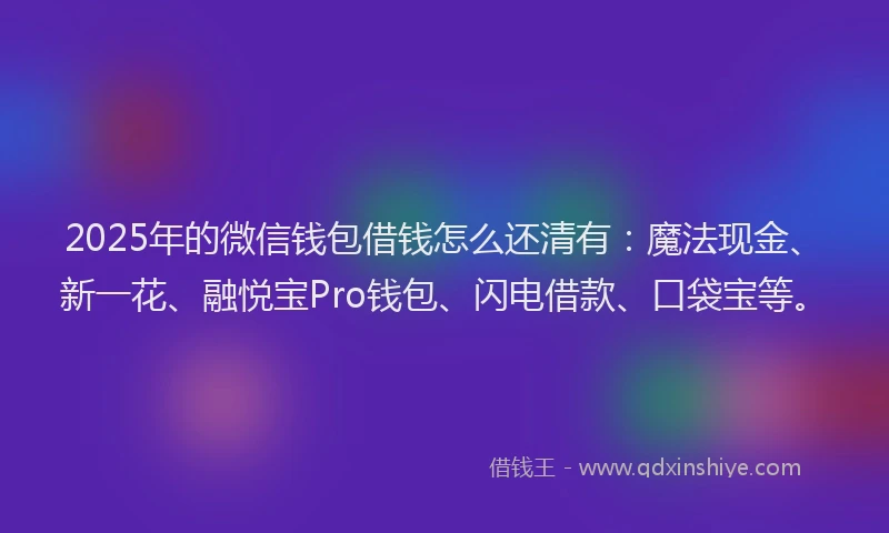 2025年的微信钱包借钱怎么还清有：魔法现金、新一花、融悦宝Pro钱包、闪电借款、口袋宝等。
