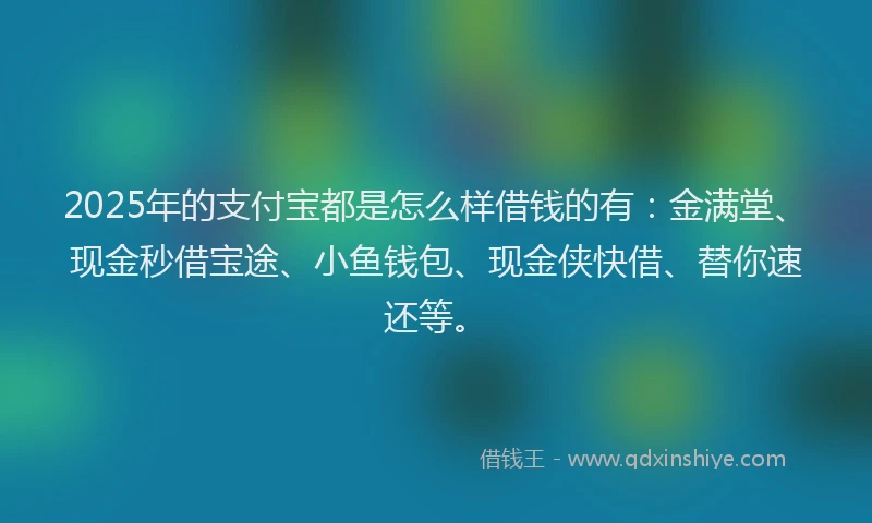 2025年的支付宝都是怎么样借钱的有：金满堂、现金秒借宝途、小鱼钱包、现金侠快借、替你速还等。