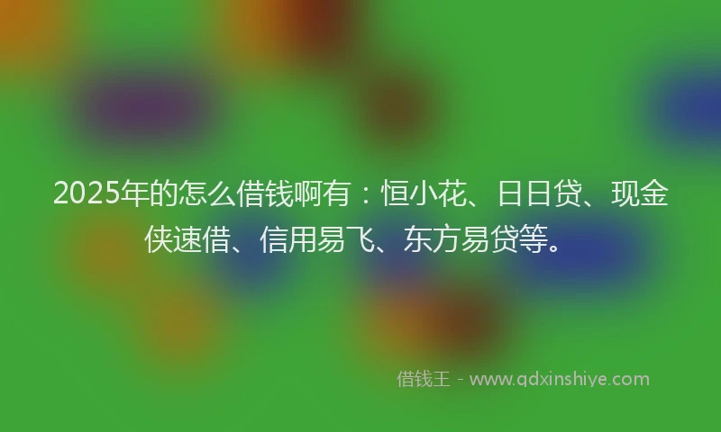 2025年的怎么借钱啊有：恒小花、日日贷、现金侠速借、信用易飞、东方易贷等。