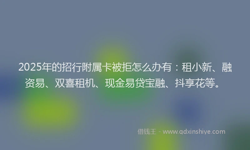 2025年的招行附属卡被拒怎么办有：租小新、融资易、双喜租机、现金易贷宝融、抖享花等。