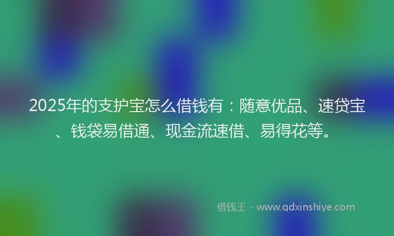 2025年的支护宝怎么借钱有：随意优品、速贷宝、钱袋易借通、现金流速借、易得花等。