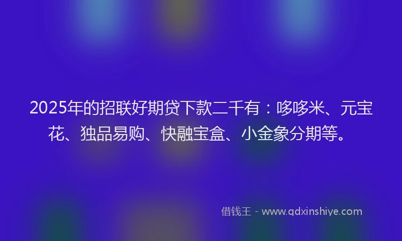 2025年的招联好期贷下款二千有：哆哆米、元宝花、独品易购、快融宝盒、小金象分期等。