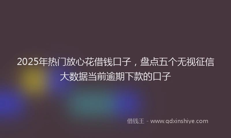 2025年热门放心花借钱口子，盘点五个无视征信大数据当前逾期下款的口子