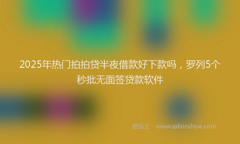 2025年热门拍拍贷半夜借款好下款吗，罗列5个秒批无面签贷款软件