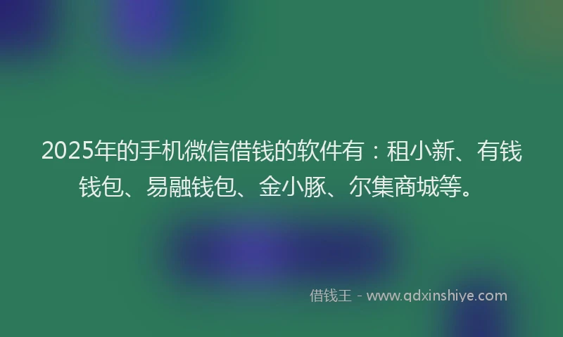 2025年的手机微信借钱的软件有：租小新、有钱钱包、易融钱包、金小豚、尔集商城等。