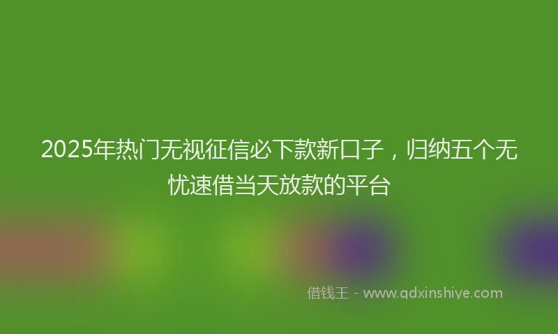 2025年热门无视征信必下款新口子，归纳五个无忧速借当天放款的平台